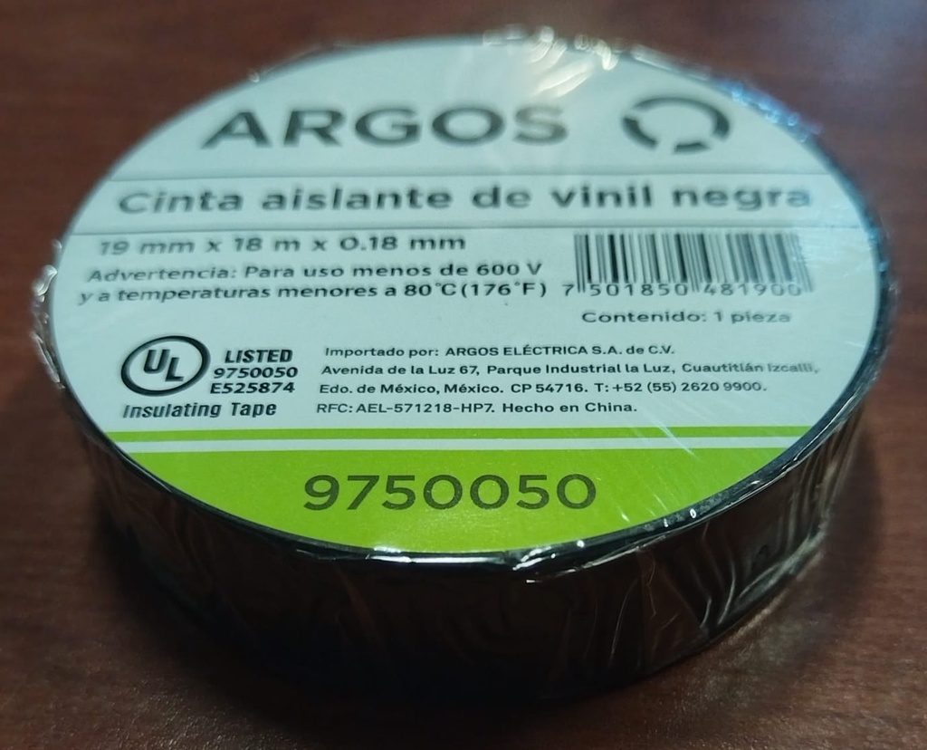 CINTA DE AISLAR NEGRA NUEVO ARGOS 9750050