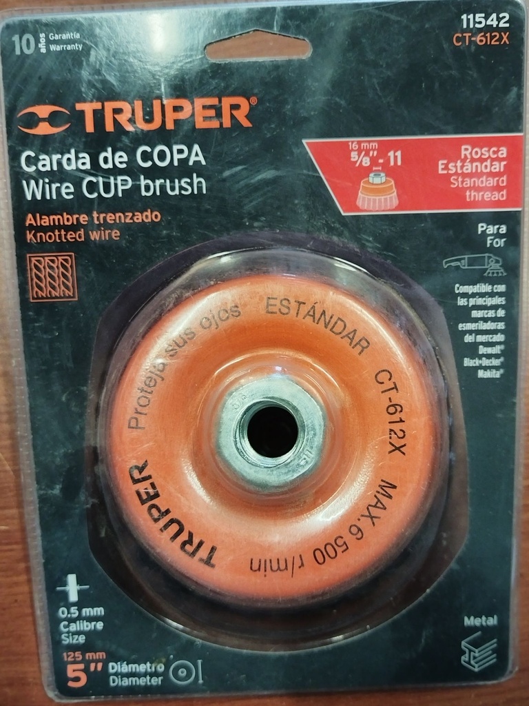 CARDA DE COPA ALAMBRE TRENZADO 5" Trupper NUEVA TRUPER 11542
