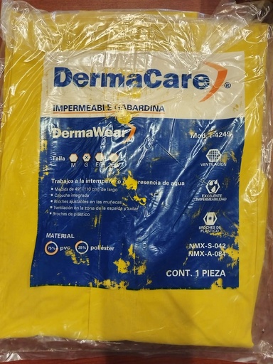 [EPP_21] IMPERMEABLE TIPO GABARDINA AMARILLO NUEVO DERMACARE I-4249 GRANDE