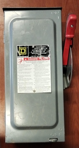 [ME_80] INTERRUPTOR DE SEGURIDAD DE SERVICIO PESADO NO FUSIBLE, 60 AMPERIOS, 600 V, 3 -POLO, INTERIOR NUEVO SQUARE D HU362 