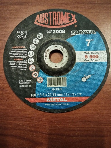 [HV_113] DISCOS DE CORTE METAL  7" NUEVO AUSTROMEX 2008