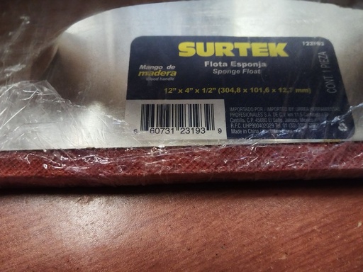 [HV_122] FLOTA ESPONJA 12" X 4" X 1/2"  NUEVA SURTEK 123193