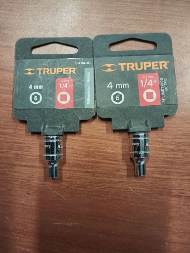 [HV_159] DADOS 4mm 6 PUNTAS - 1/4" 4 PUNTAS NUEVO TRUPER D-4704-M